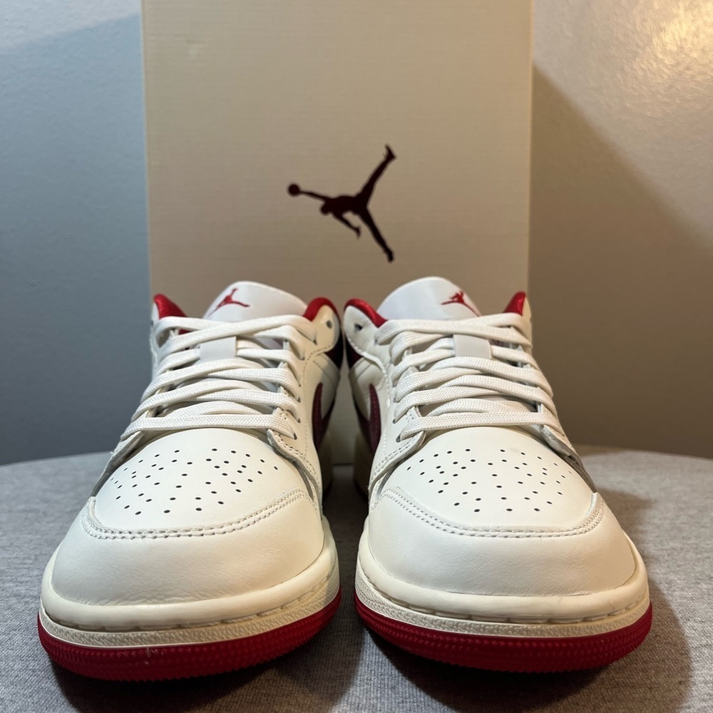 Nike Air Jordan 1 Low SE "Cracked Ruby" Sail Red Women's Shoe Size 9 HJ9338-106 - Picture 2 of 11